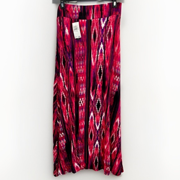 Chelsea & Theodore Boho Maxi Skirt Womens Size M Pink Multi Ikat Boho Tribal - Picture 1 of 9
